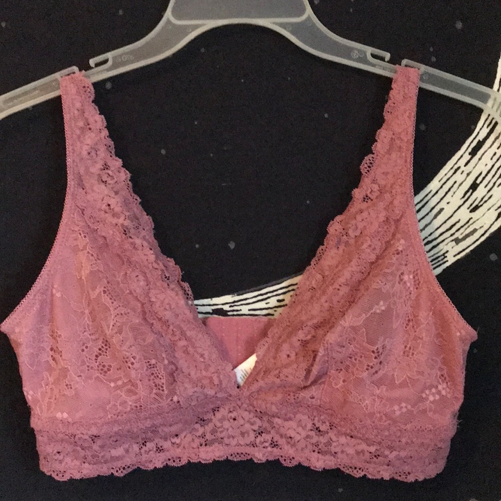 Pink lace bra